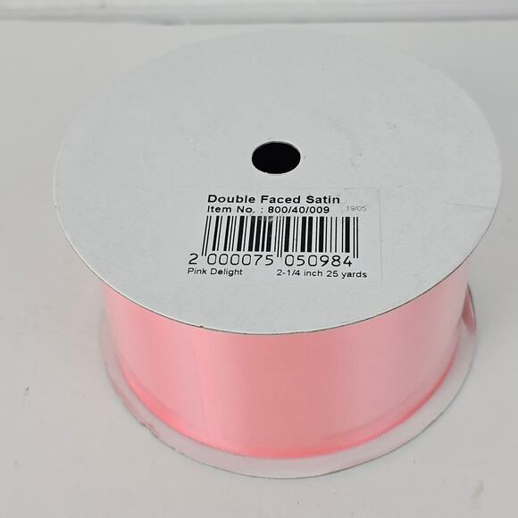 NIP Pink double faced satin ribbon 2.25" x 25 yd spool - Picture 1 of 2